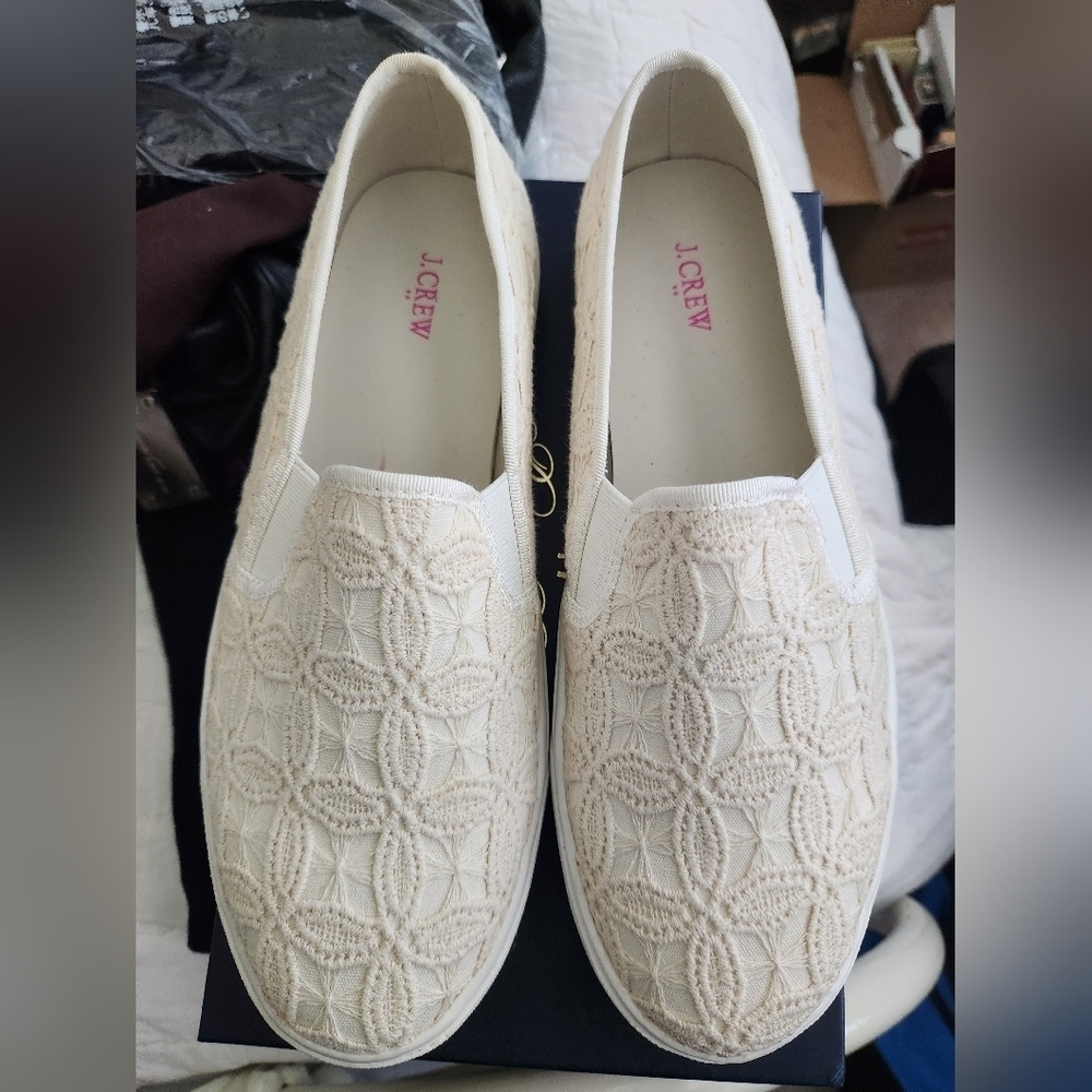 J.Crew New J. Crew Eyelet Slip-on Sneakers Size 9 - New Women | Color: Beige
